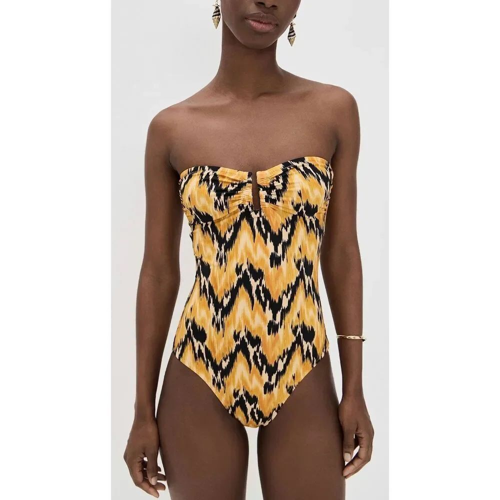 Ulla Johnson Monterey Strapless Maillot One Piece Swimsuit in Solara NWT Size Pe